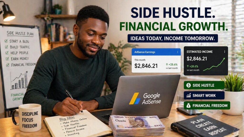 best side hustle in Nigeria planning income ideas on laptop